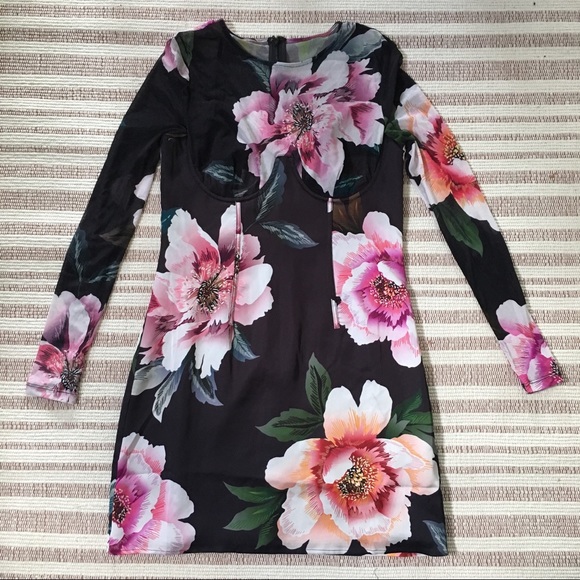 Marciano Long Sleeved Floral Bustier Dress M - Picture 4 of 7